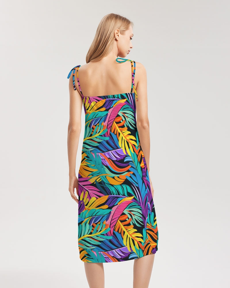 Plumage Tie Strap Split Dress
