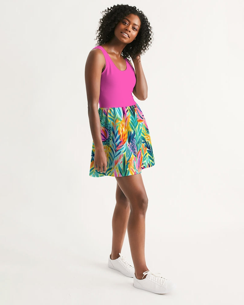 skirt skater dress Chiffon Burnout Skater Dress with Asymmetrical Tiered Skirt