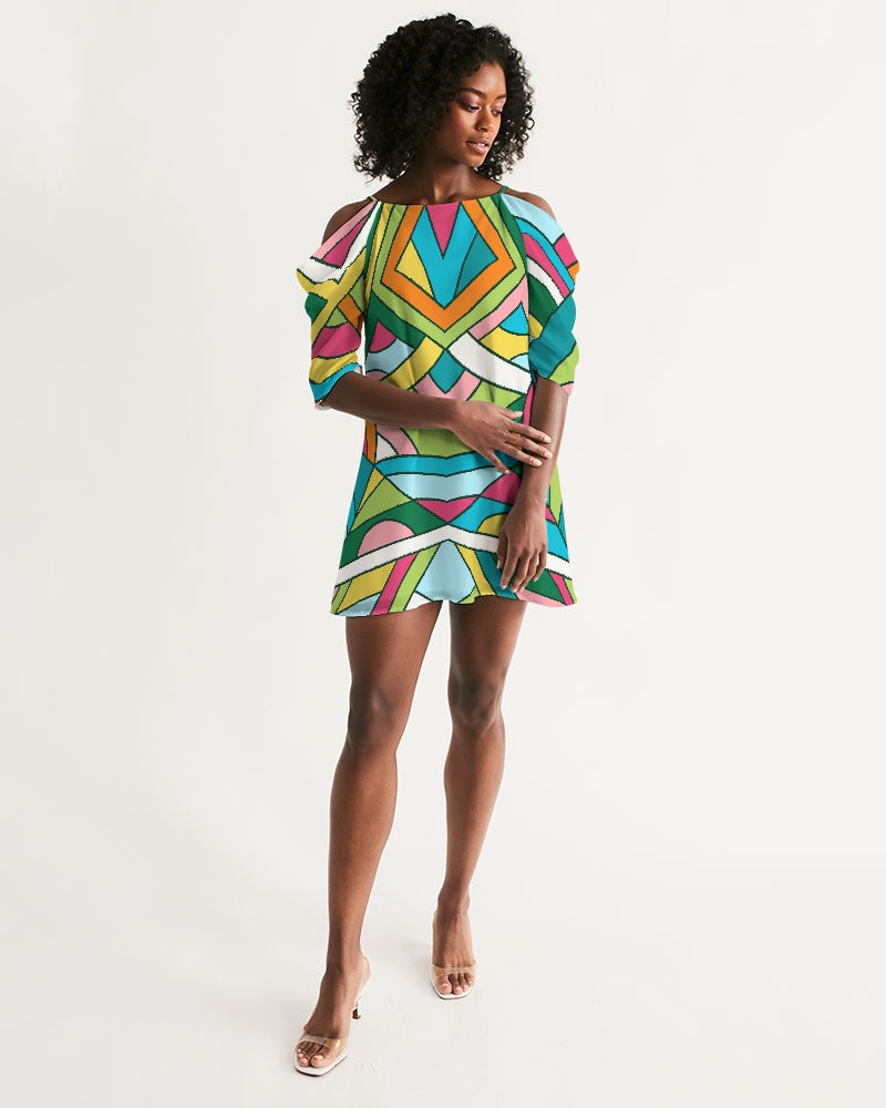 Mirror Mirror Open Shoulder A-Line Dress