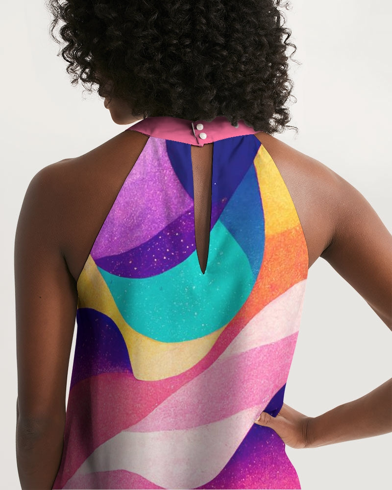 Summer Waves Halter Dress
