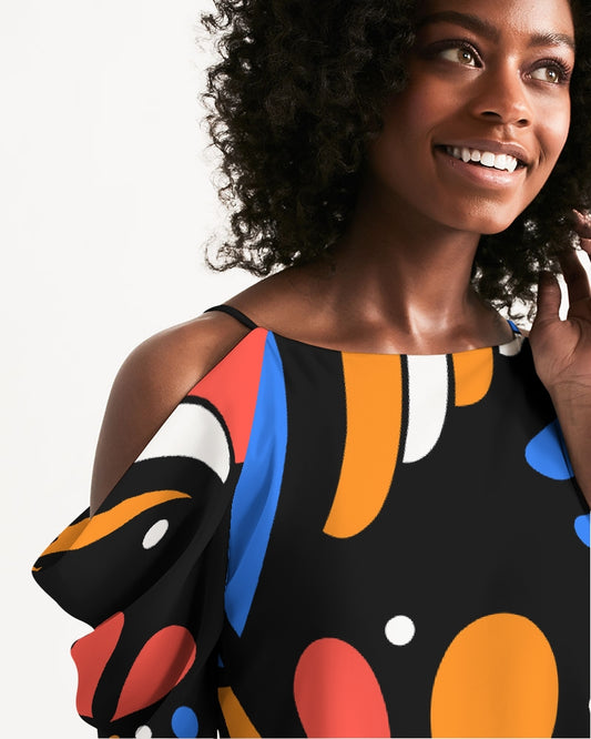 Finch Bird Open Shoulder A-Line Dress