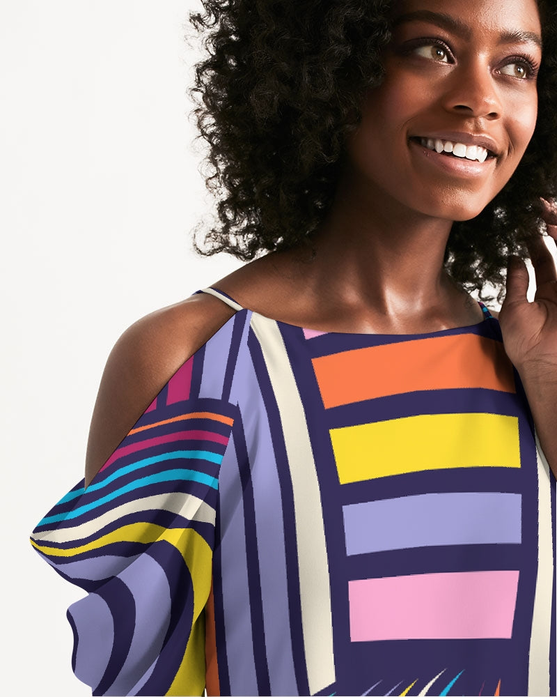 Lines of Harmony Open Shoulder A-Line Dress