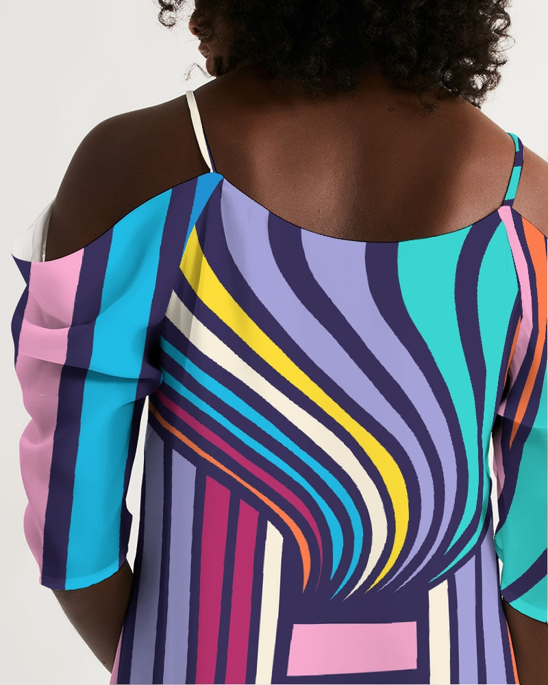 Lines of Harmony Open Shoulder A-Line Dress
