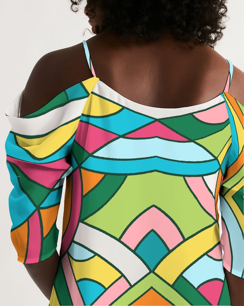 Mirror Mirror Open Shoulder A-Line Dress