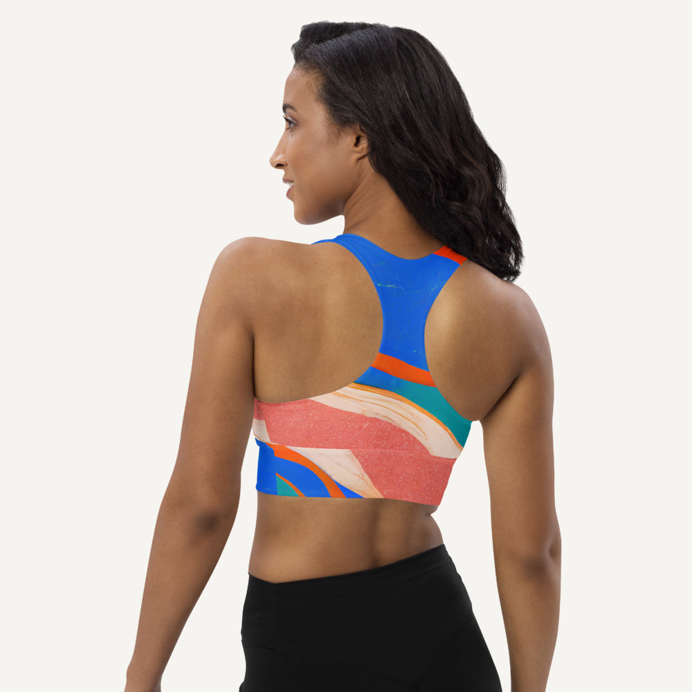 Marble Wonder Longline Padded Sports Bra
