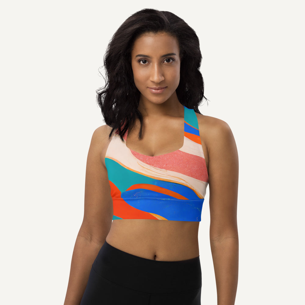 Marble Wonder Longline Padded Sports Bra