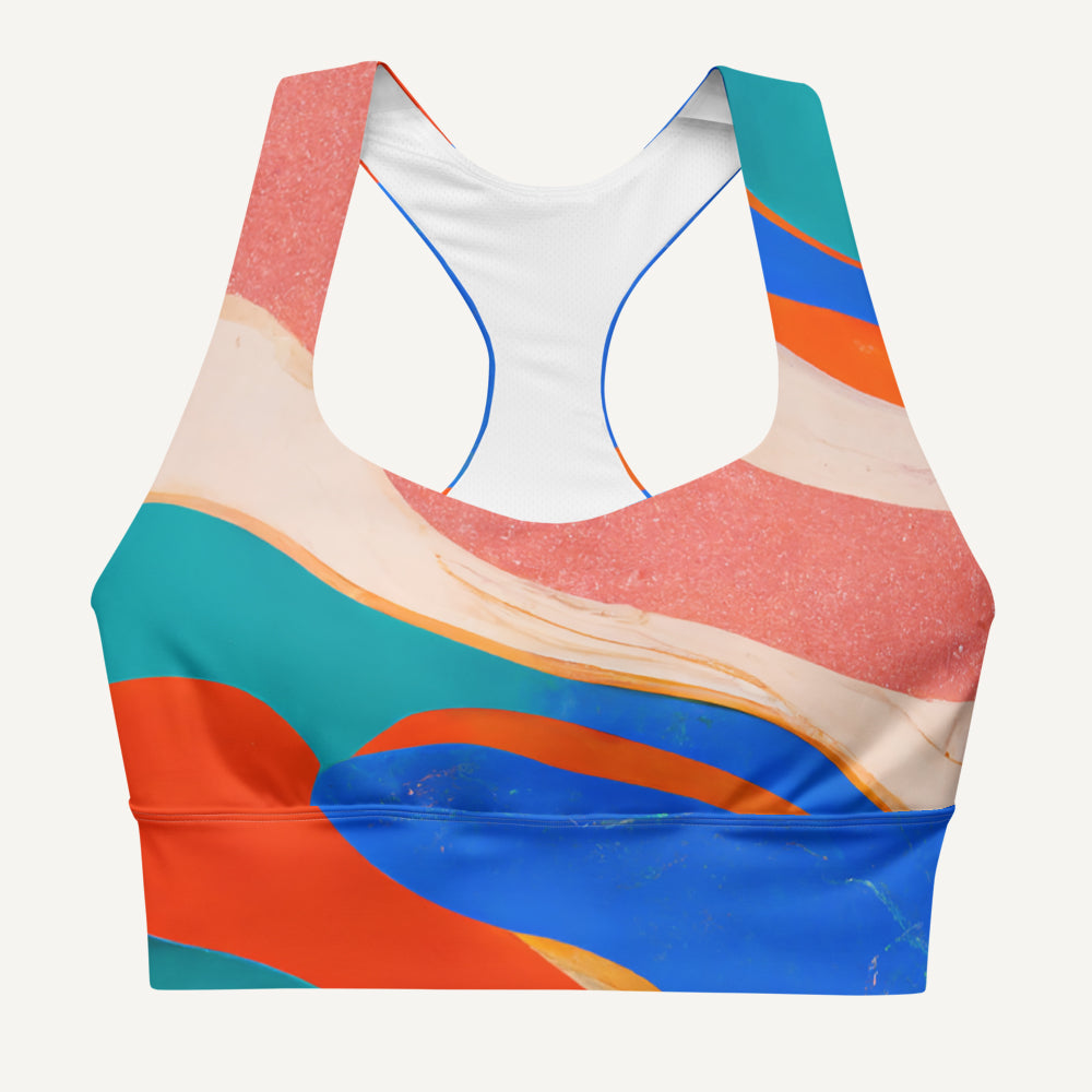 Marble Wonder Longline Padded Sports Bra