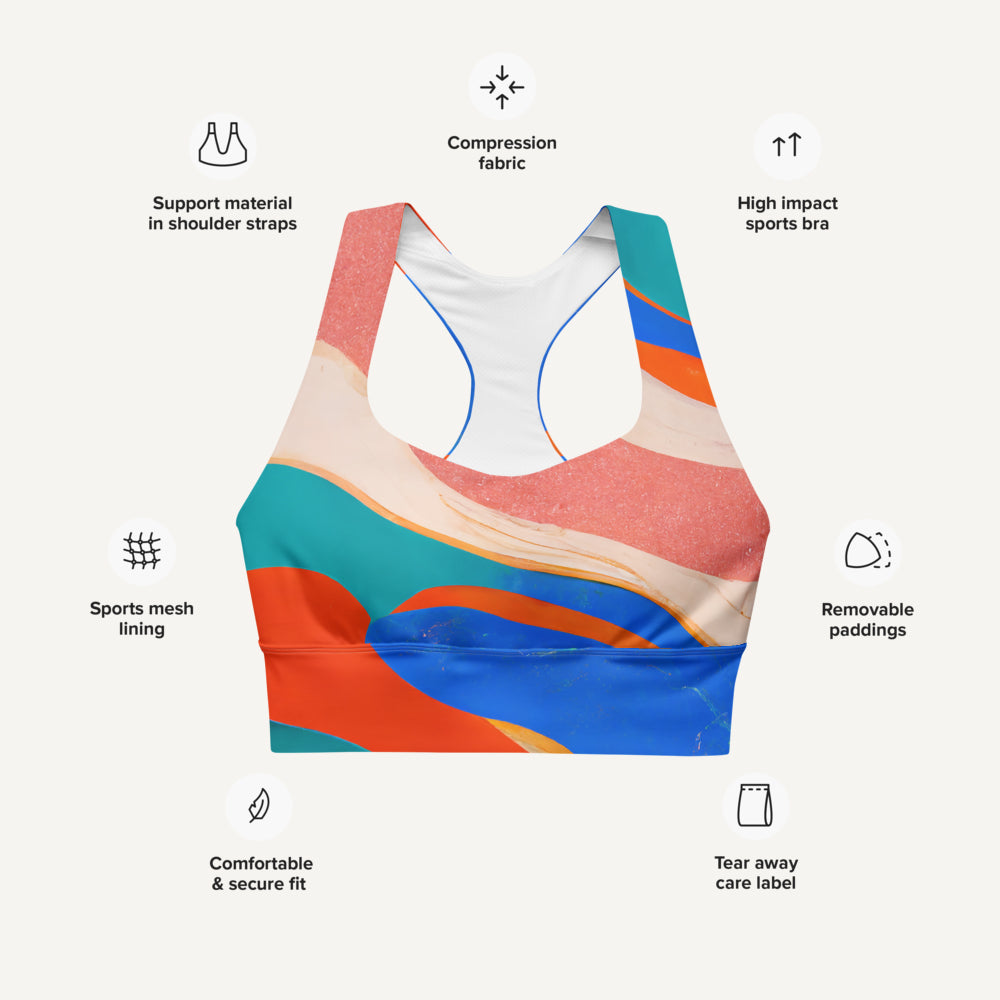 Marble Wonder Longline Padded Sports Bra