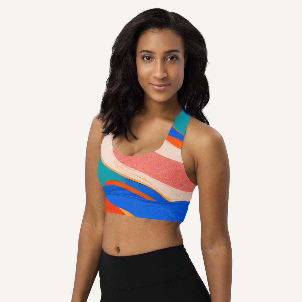 Marble Wonder Longline Padded Sports Bra