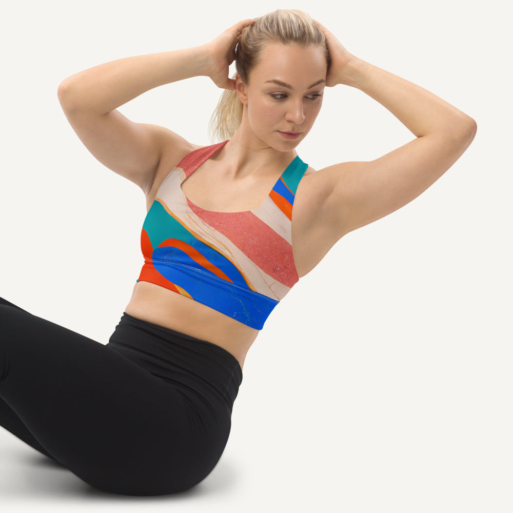 Marble Wonder Longline Padded Sports Bra