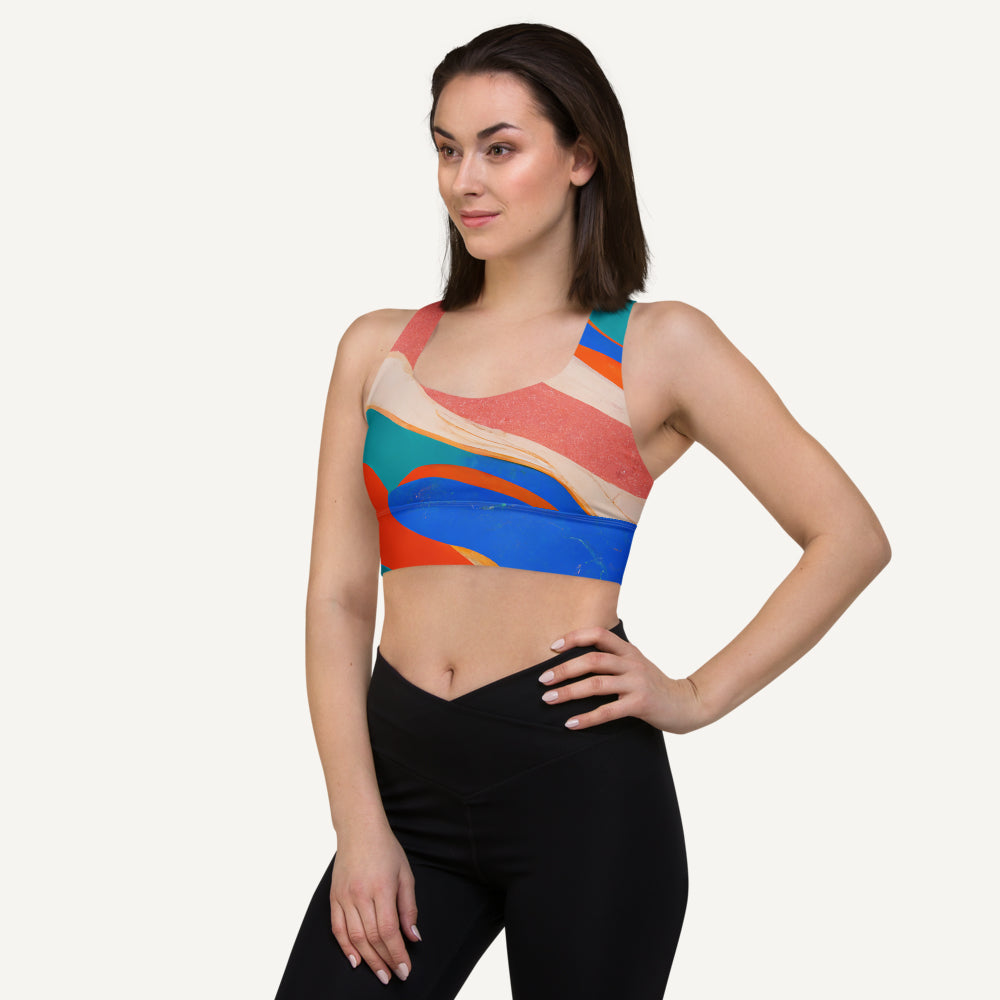Marble Wonder Longline Padded Sports Bra