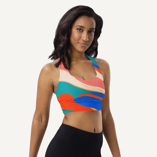 Marble Wonder Longline Padded Sports Bra