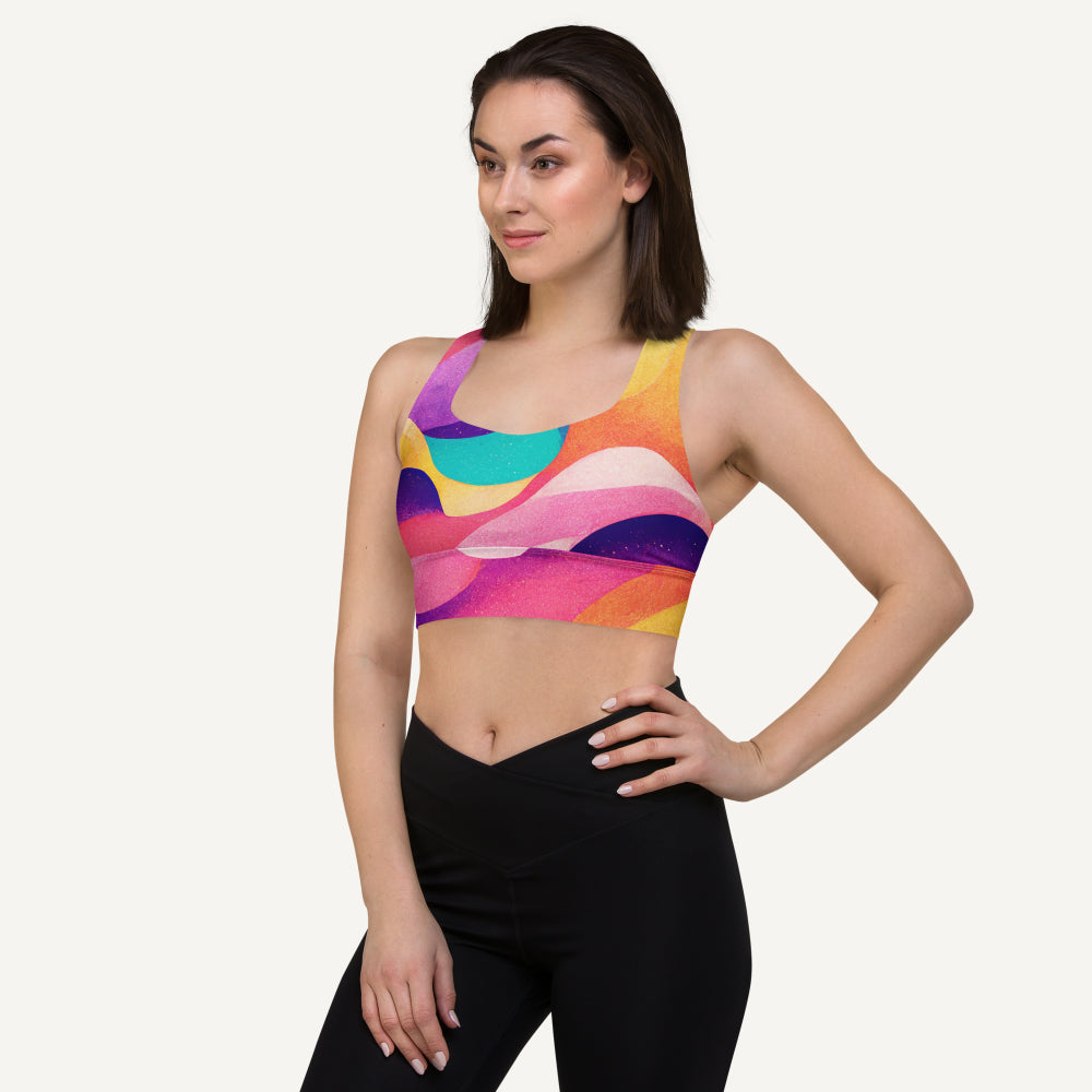 Summer Waves Longline Padded Sports Bra