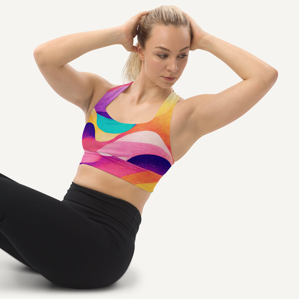 Summer Waves Longline Padded Sports Bra