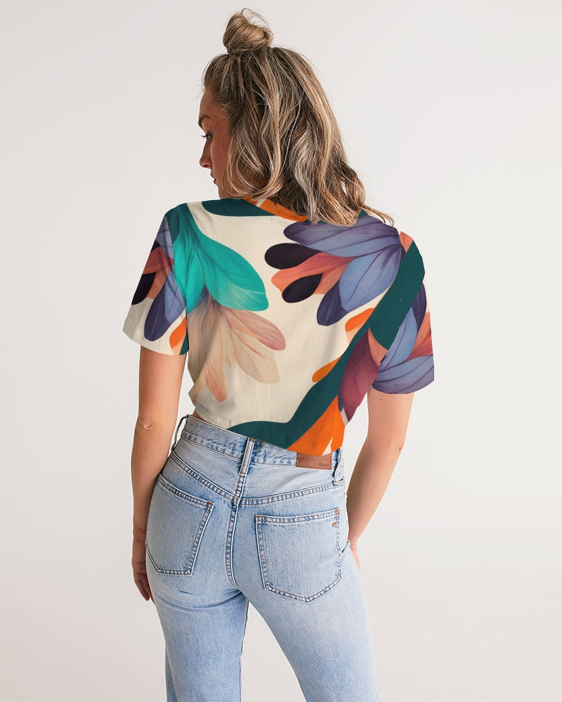 Magic Garden Twist-Front Cropped T-Shirt
