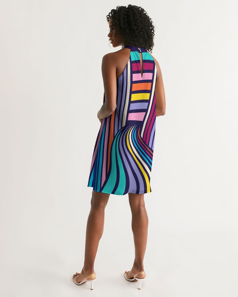 Lines of Harmony Halter Dress
