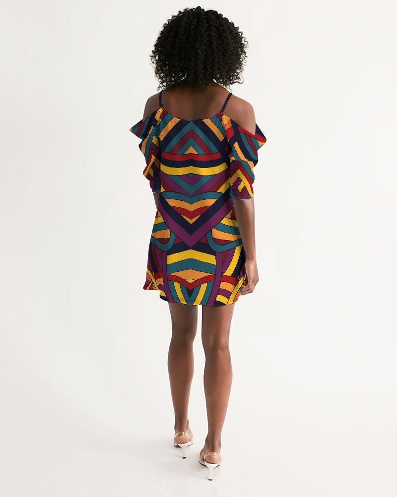 Hot Mirror Open Shoulder A-Line Dress