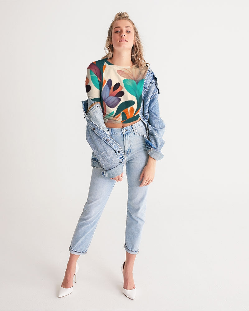 Magic Garden Twist-Front Cropped T-Shirt