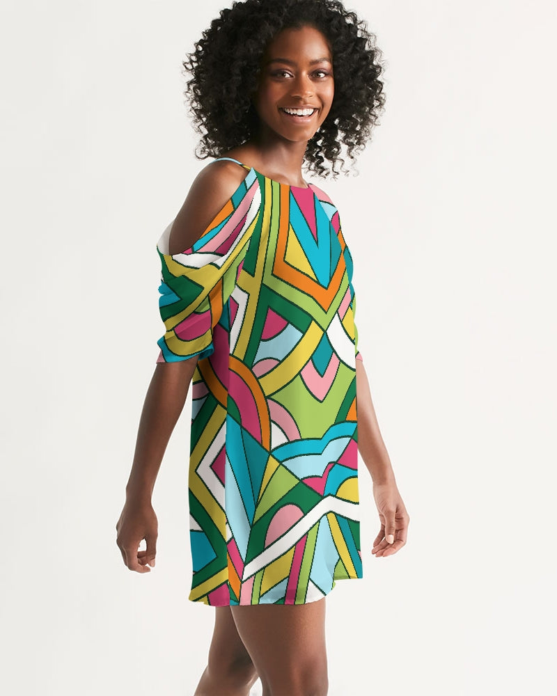 Mirror Mirror Open Shoulder A-Line Dress