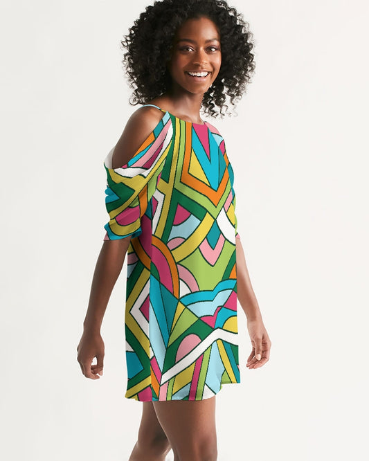 Mirror Mirror Open Shoulder A-Line Dress