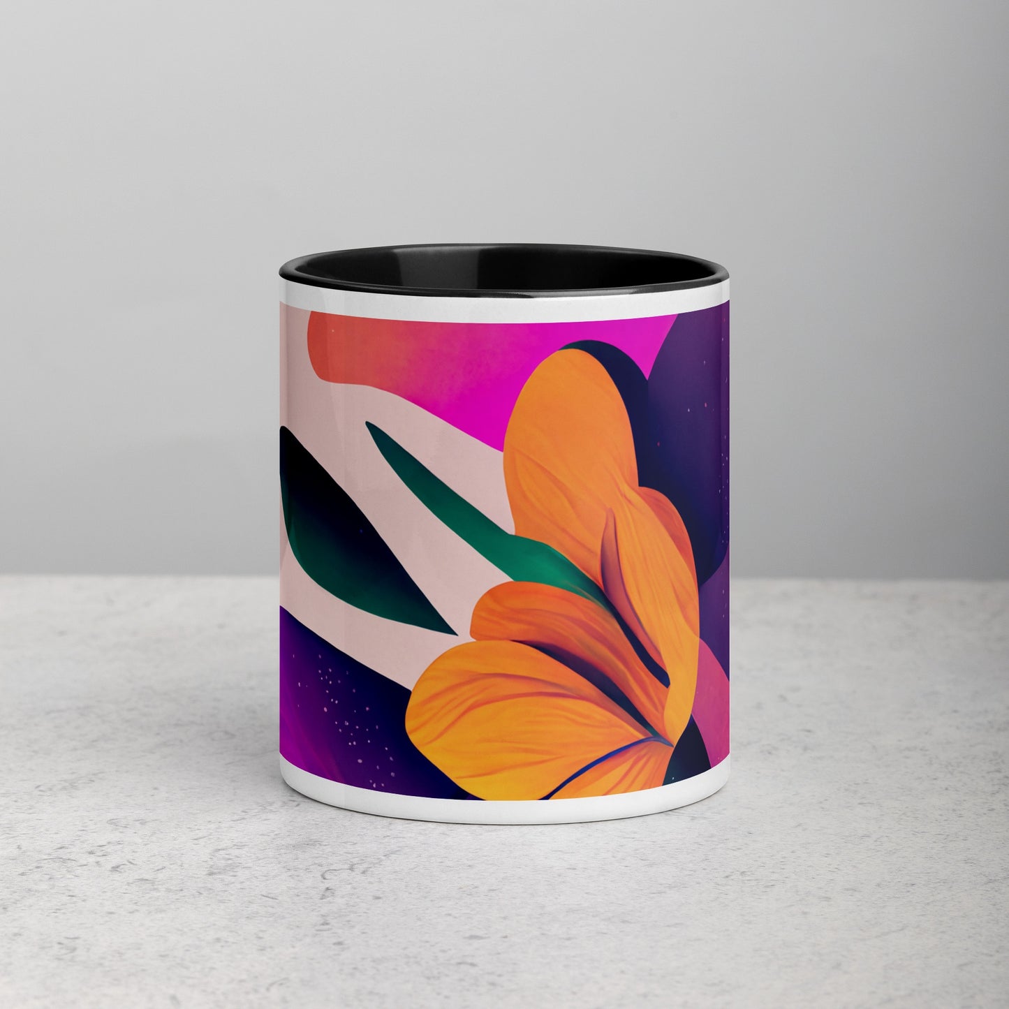 Zinnia Ceramic Mug with Color Inside