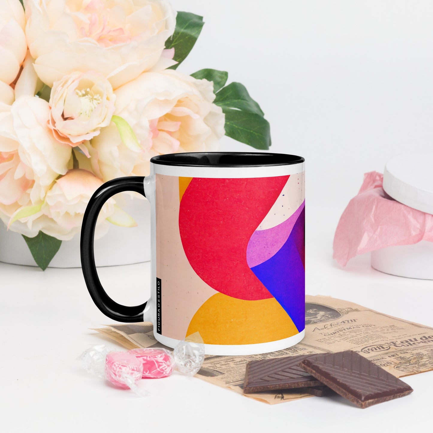 Rising Sun Ceramic Mug with Color Inside