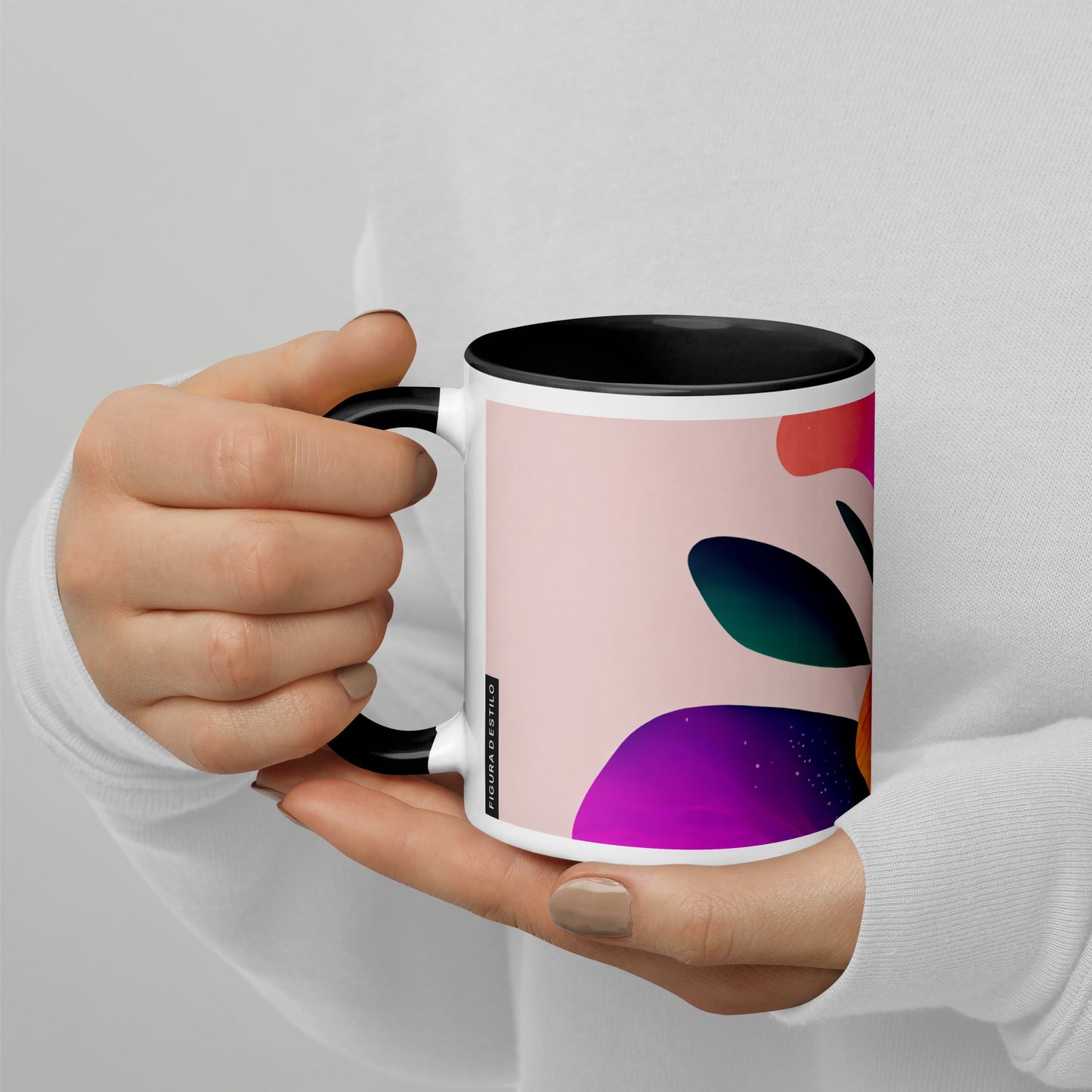 Zinnia Ceramic Mug with Color Inside