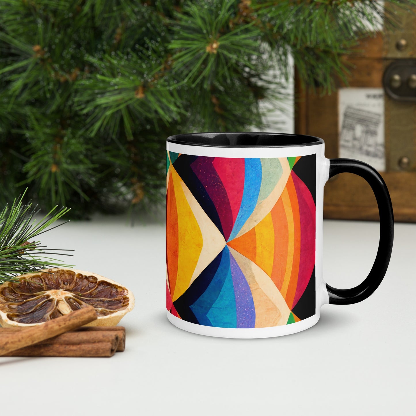Symmetrical Illusion Caneca de Cerâmica com Interior Colorido