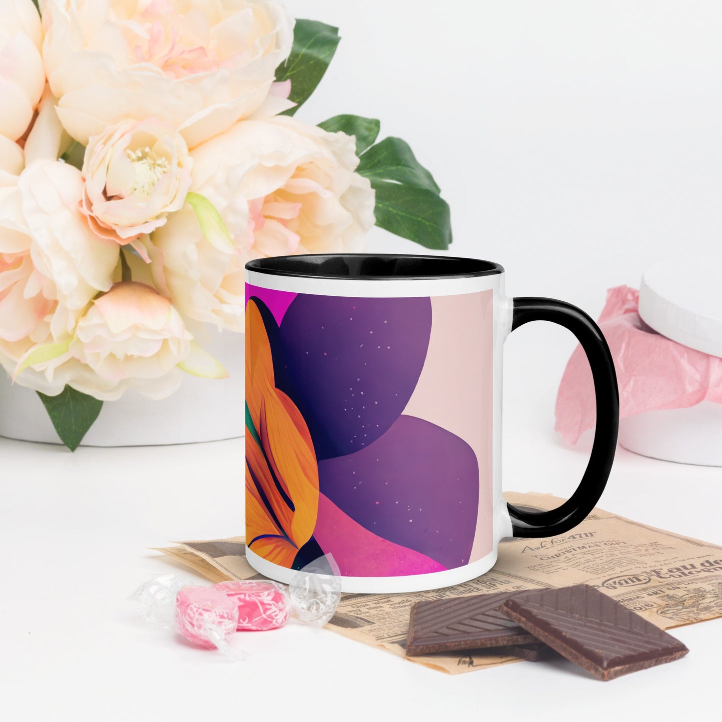 Zinnia Ceramic Mug with Color Inside