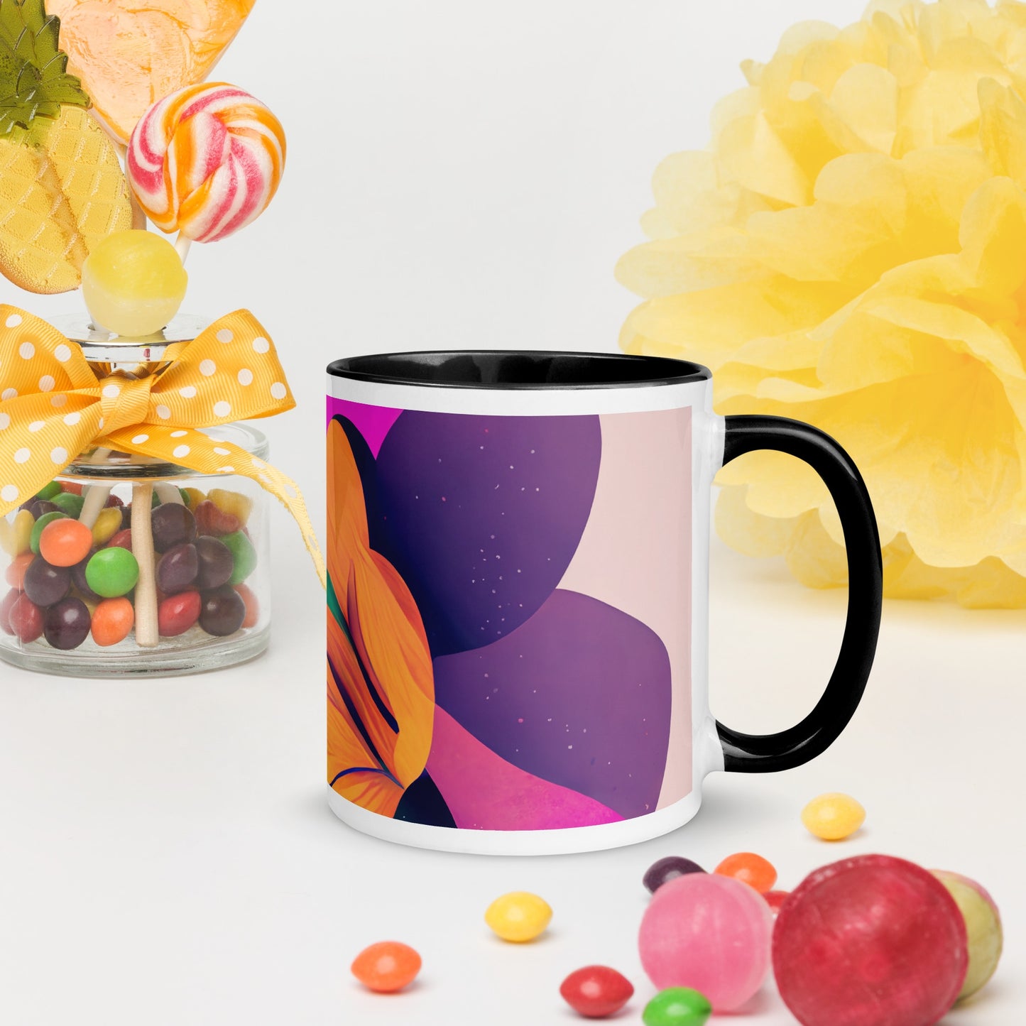 Zinnia Ceramic Mug with Color Inside