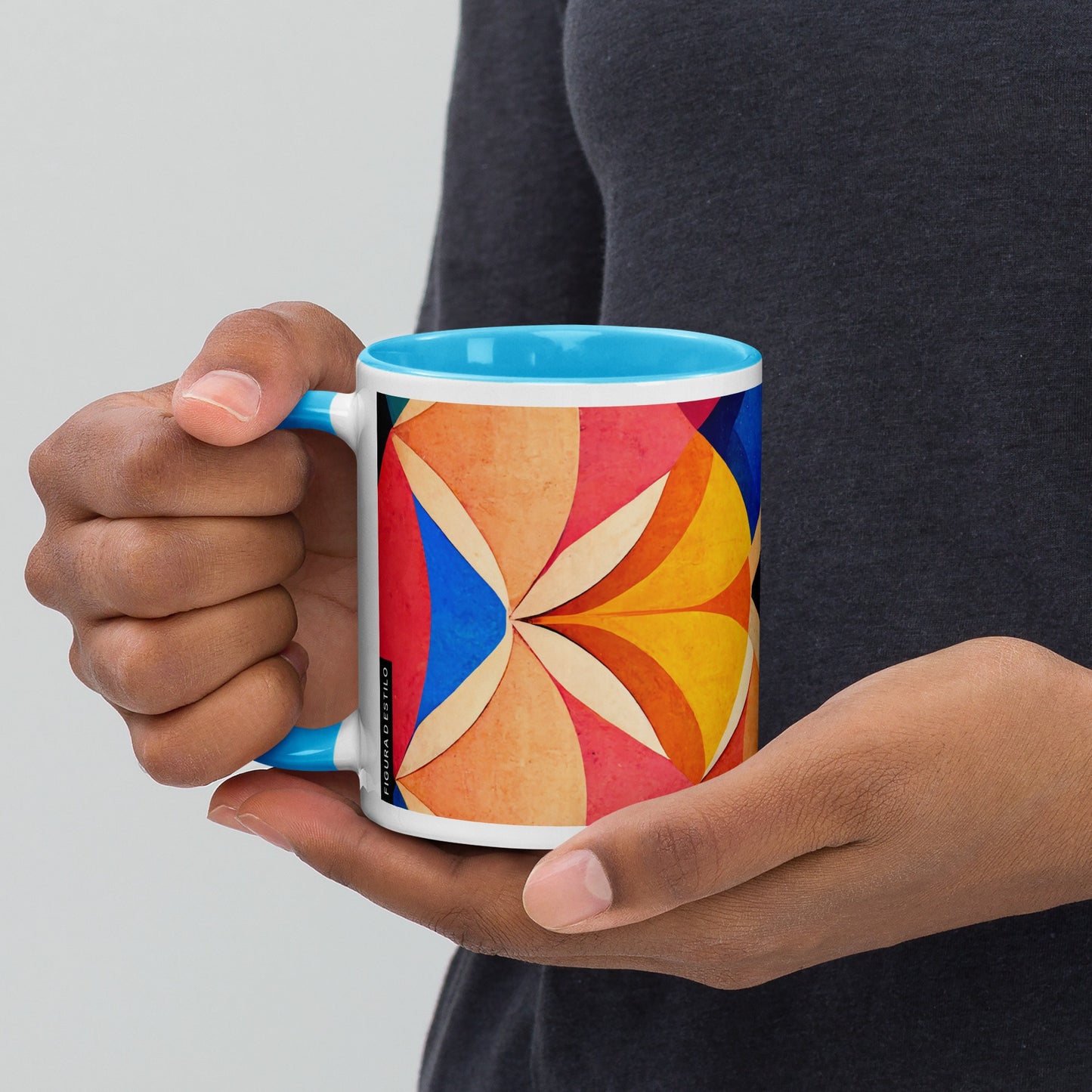 Symmetrical Illusion Caneca de Cerâmica com Interior Colorido