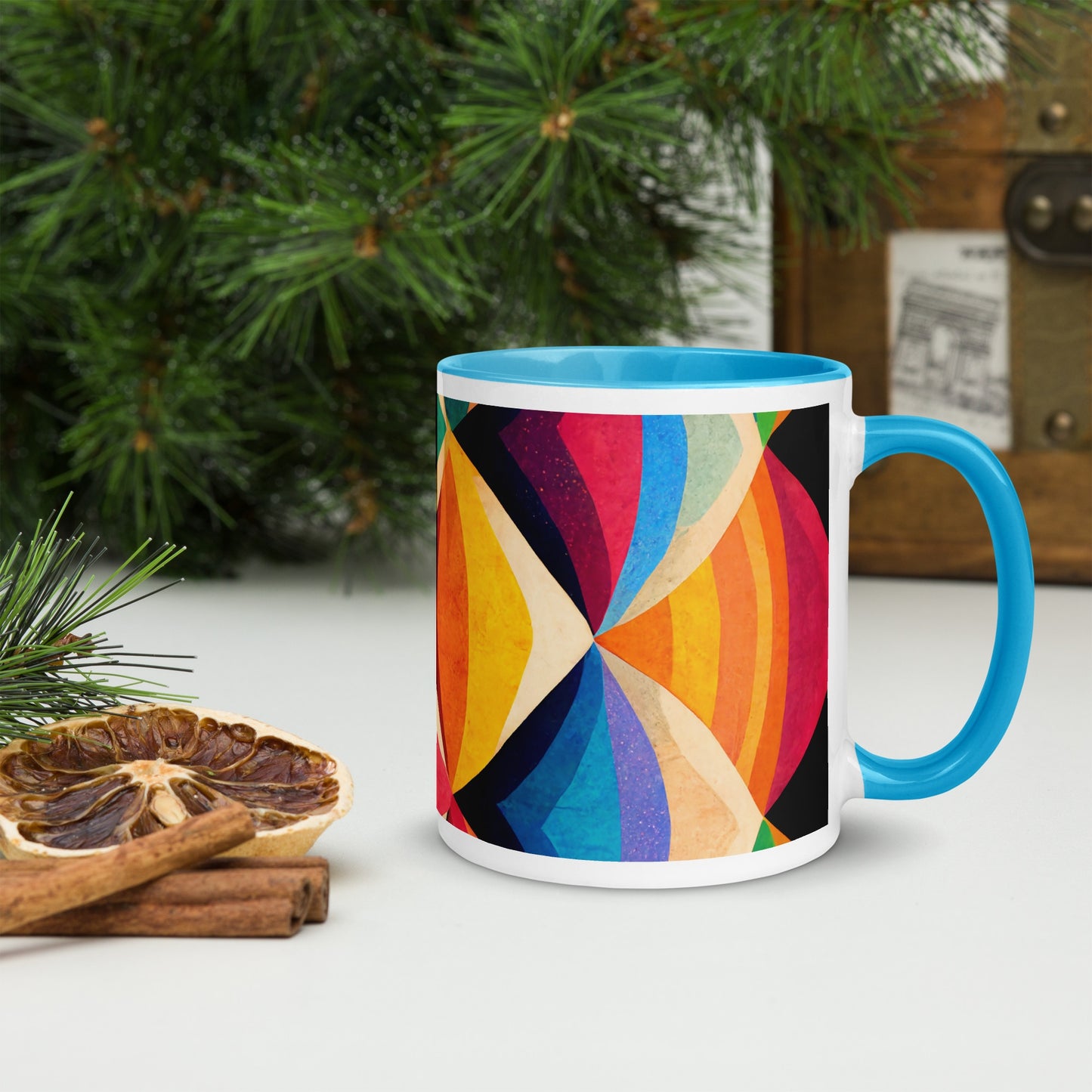 Symmetrical Illusion Caneca de Cerâmica com Interior Colorido
