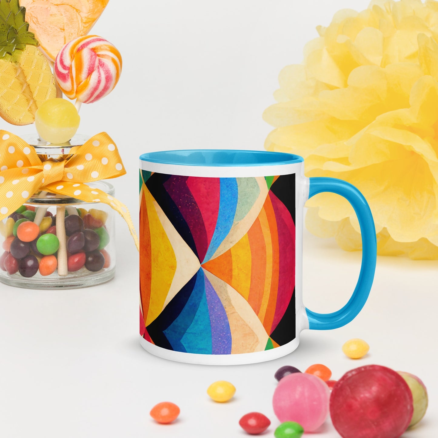 Symmetrical Illusion Caneca de Cerâmica com Interior Colorido