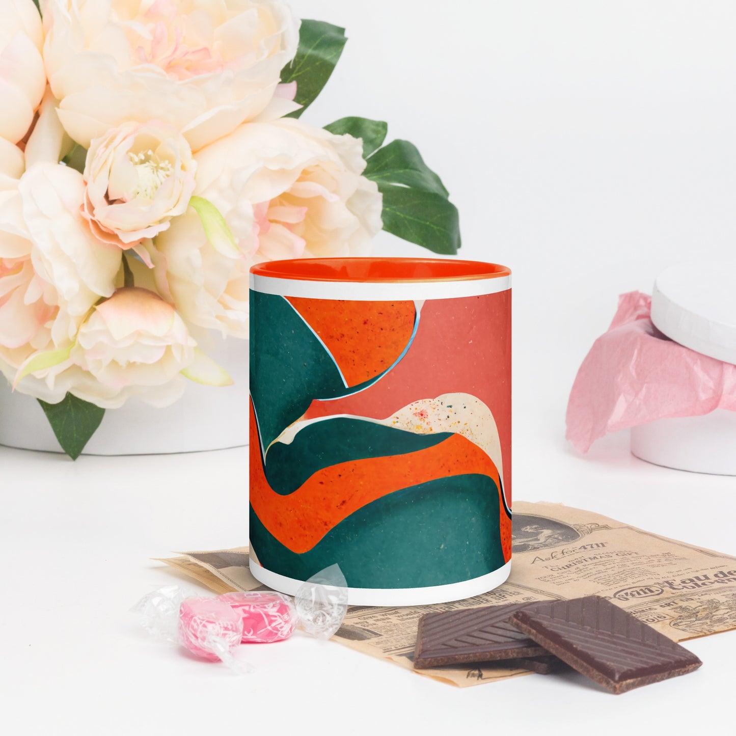 Gold Amber Ceramic Mug with Color Inside