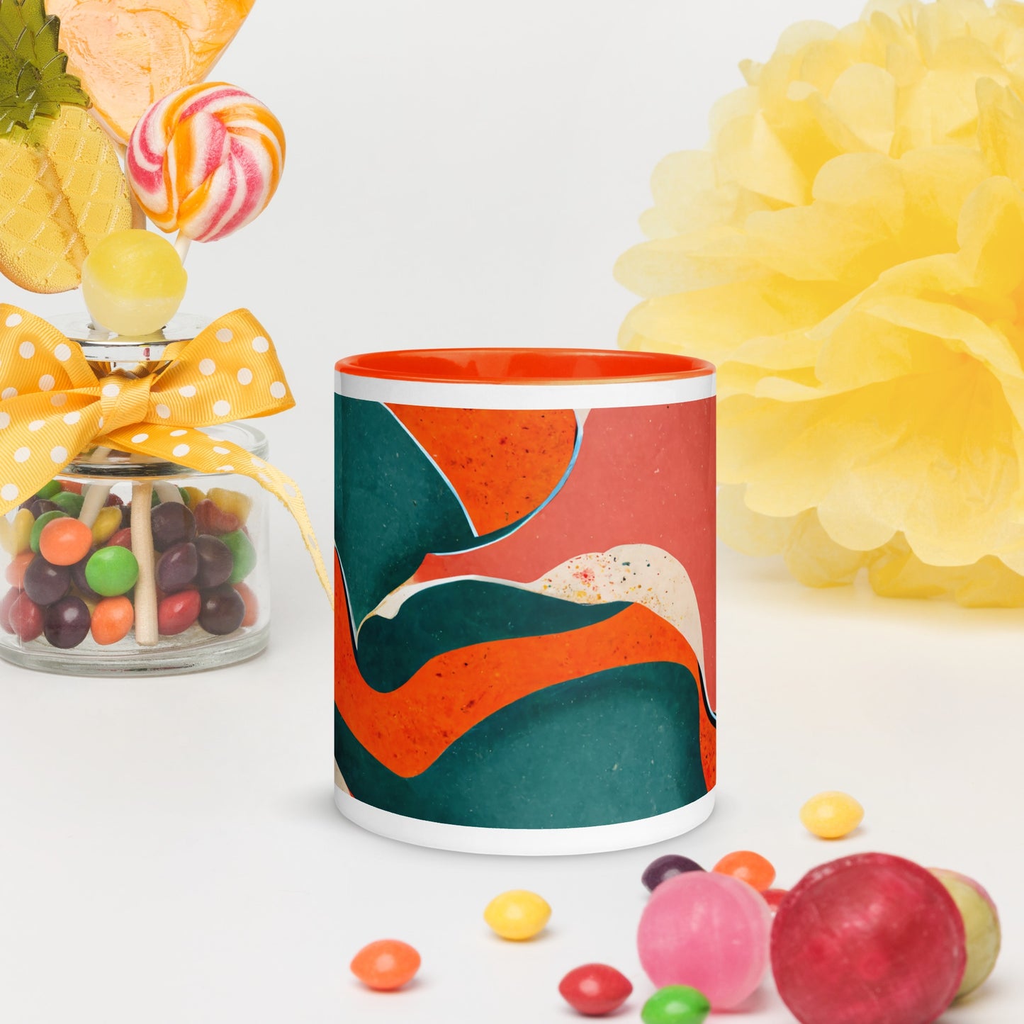 Gold Amber Ceramic Mug with Color Inside