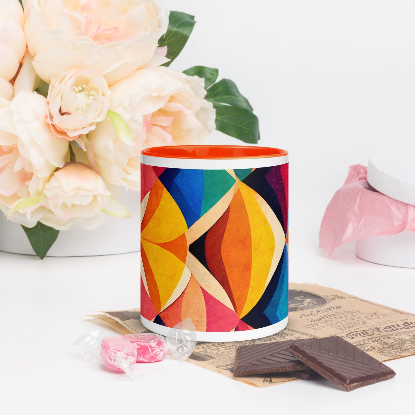 Symmetrical Illusion Caneca de Cerâmica com Interior Colorido