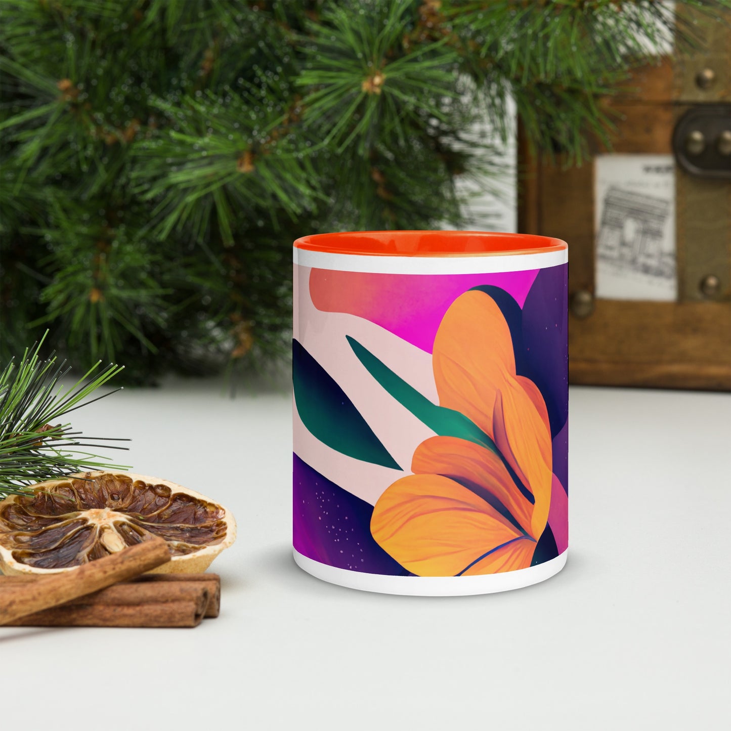 Zinnia Ceramic Mug with Color Inside