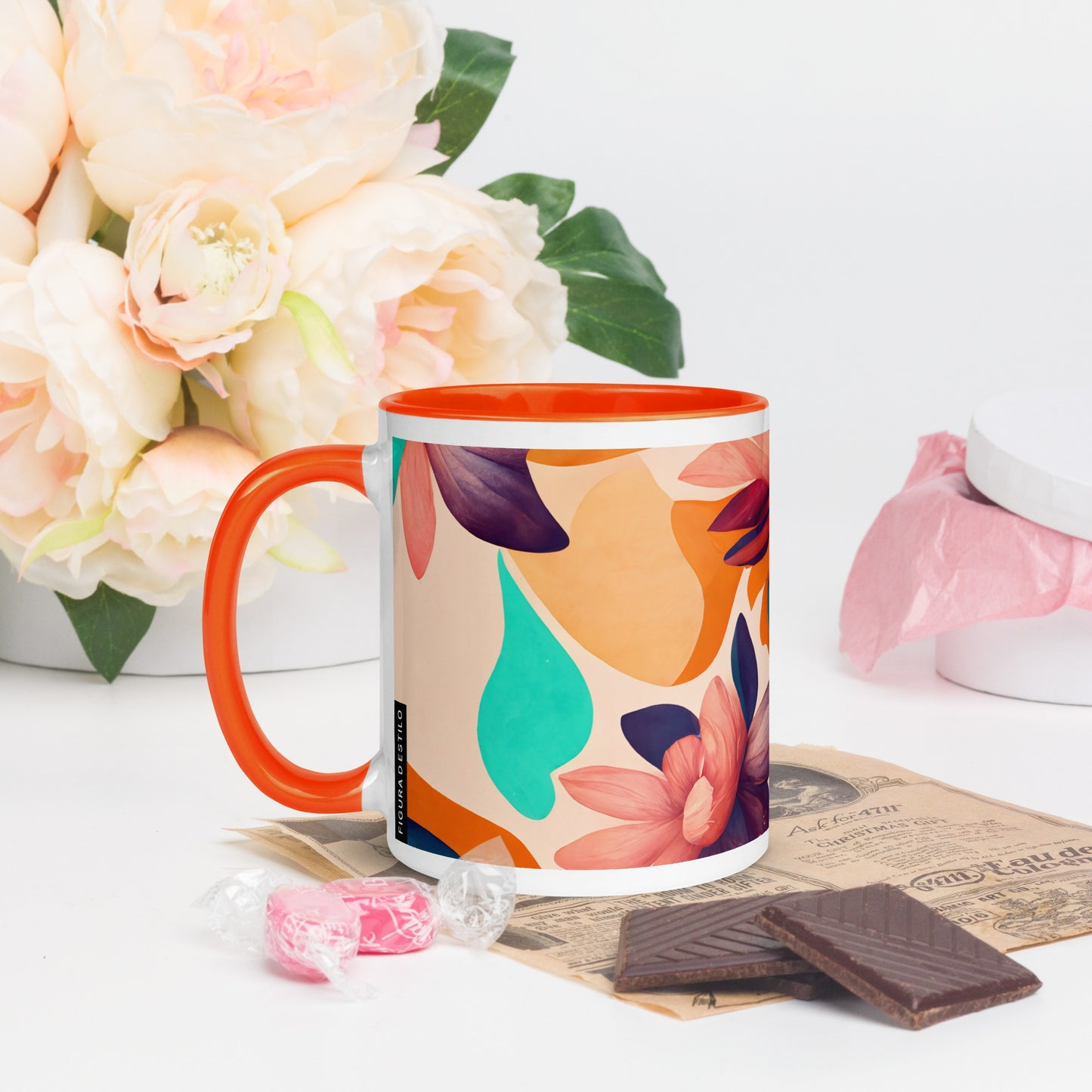 Flora Ceramic Mug with Color Inside