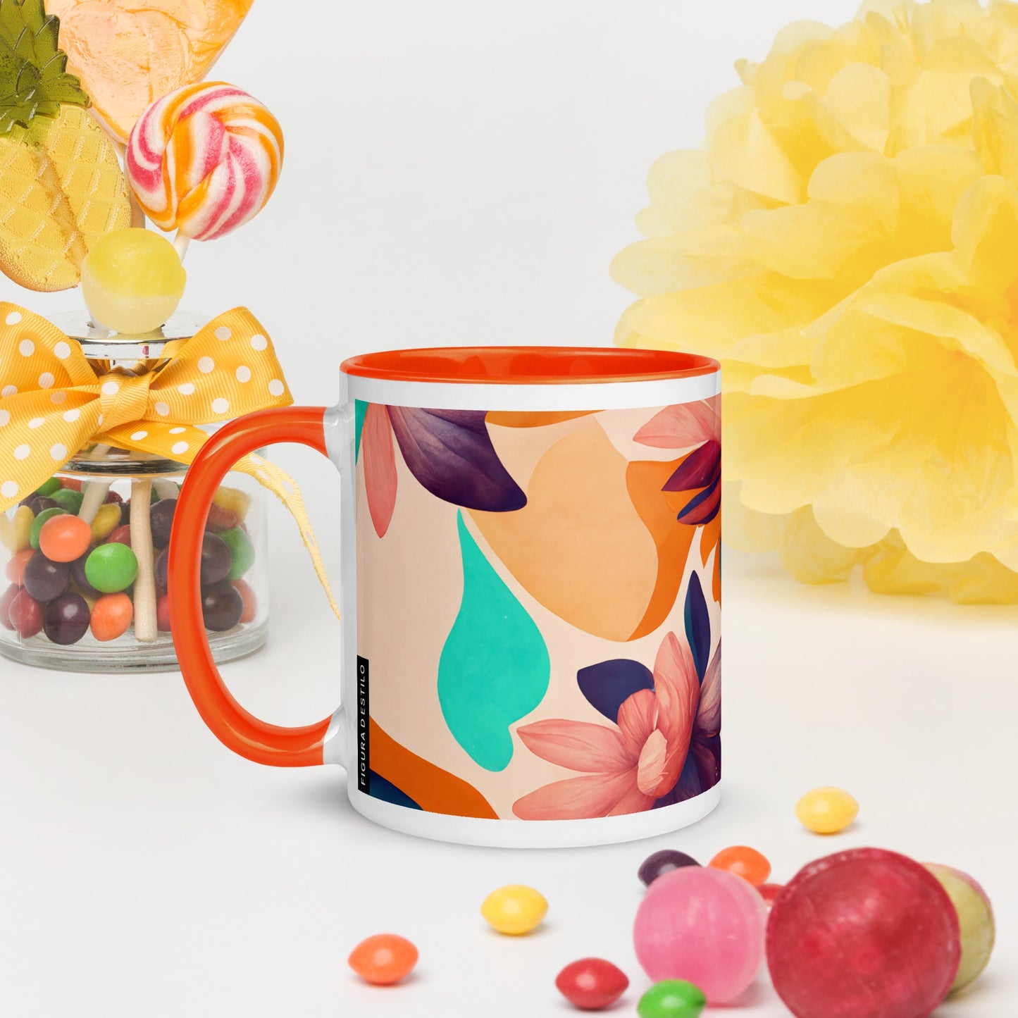 Flora Ceramic Mug with Color Inside