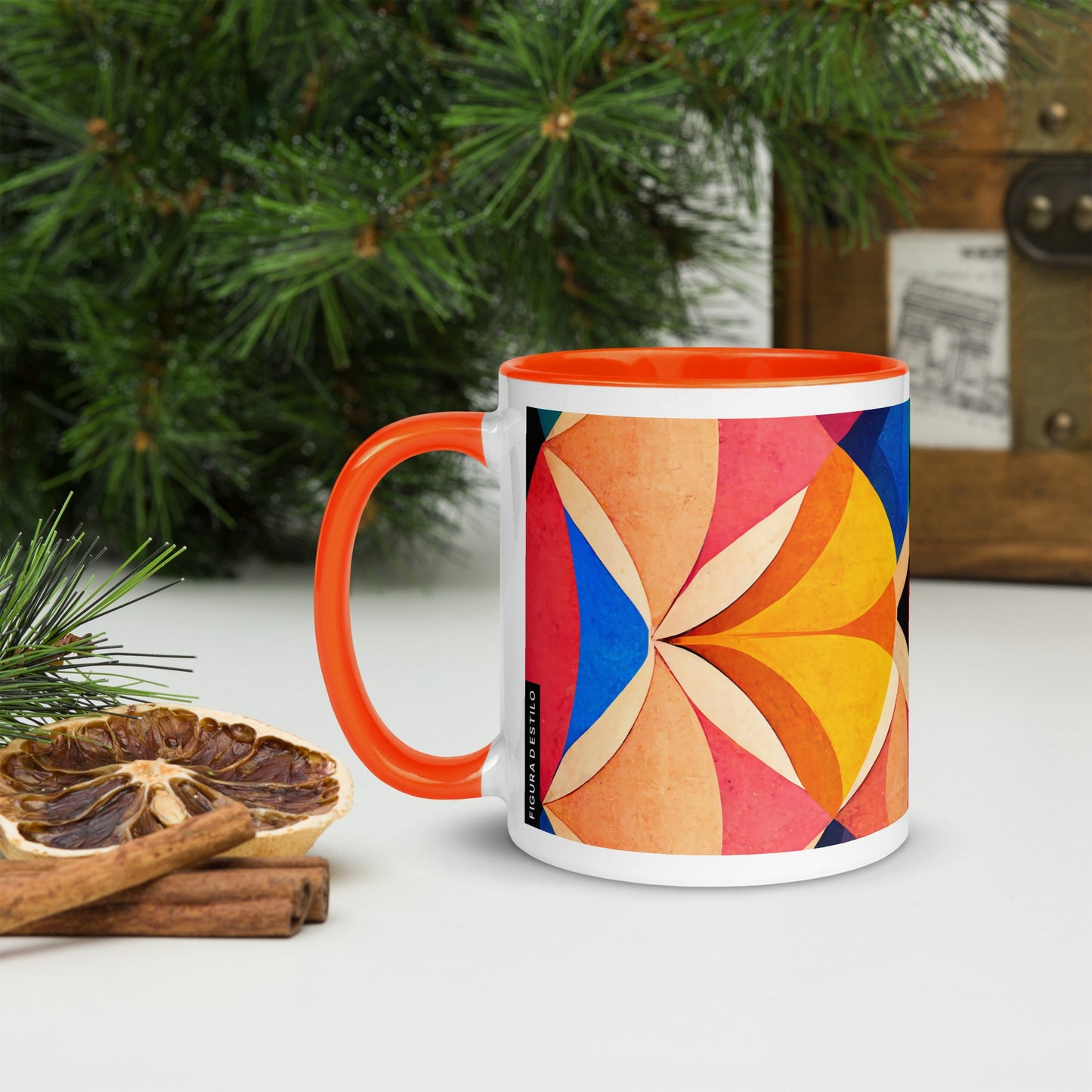Symmetrical Illusion Caneca de Cerâmica com Interior Colorido
