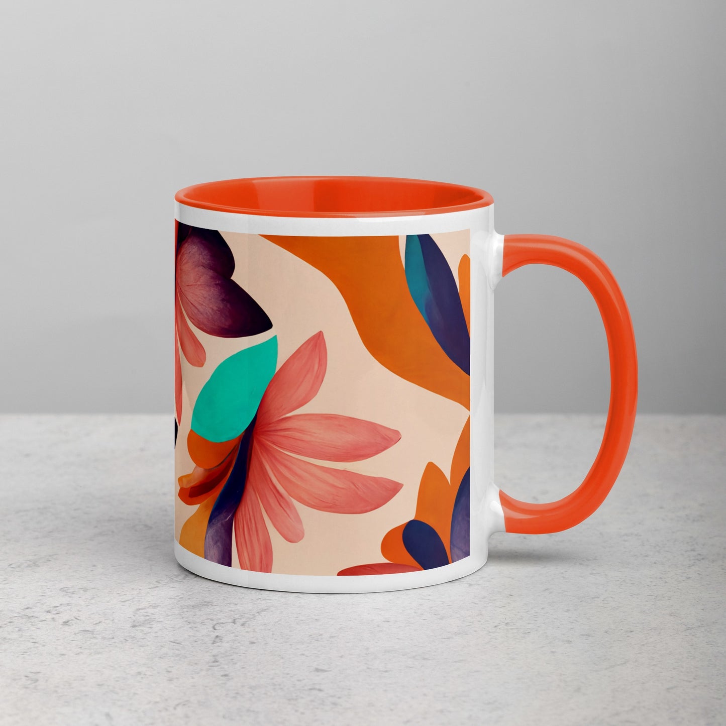 Flora Ceramic Mug with Color Inside