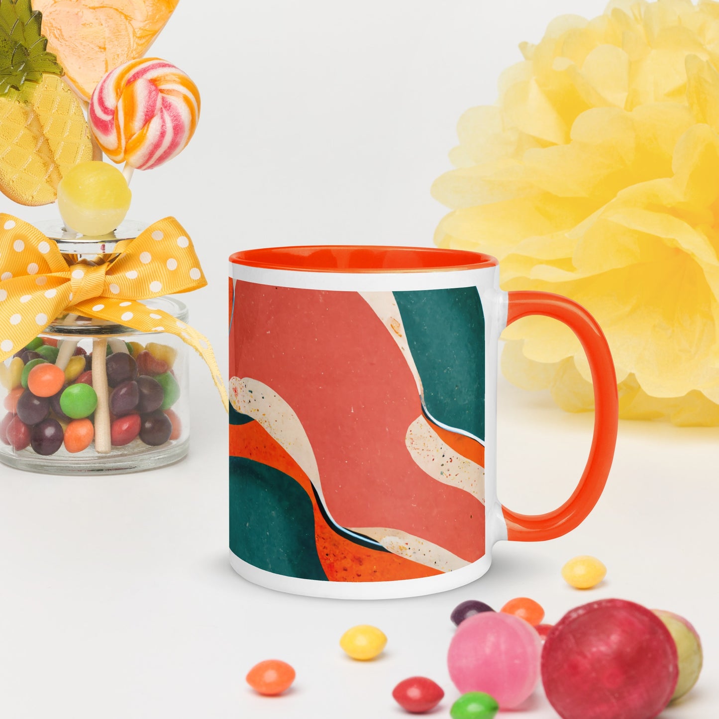 Gold Amber Ceramic Mug with Color Inside