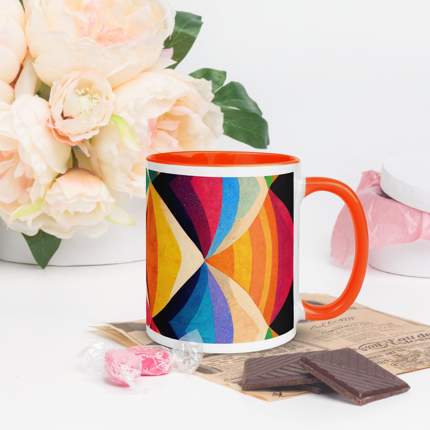 Symmetrical Illusion Caneca de Cerâmica com Interior Colorido