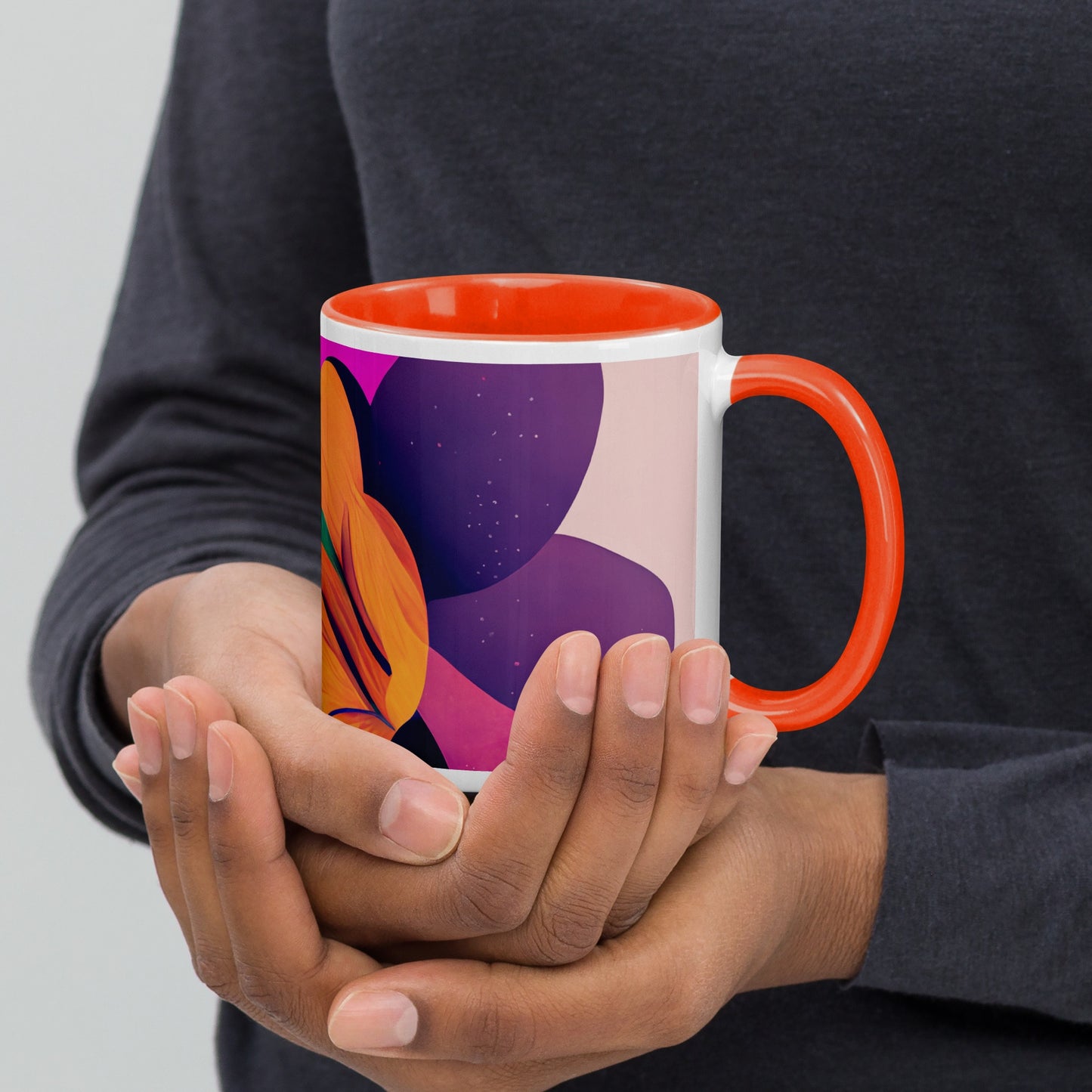 Zinnia Ceramic Mug with Color Inside