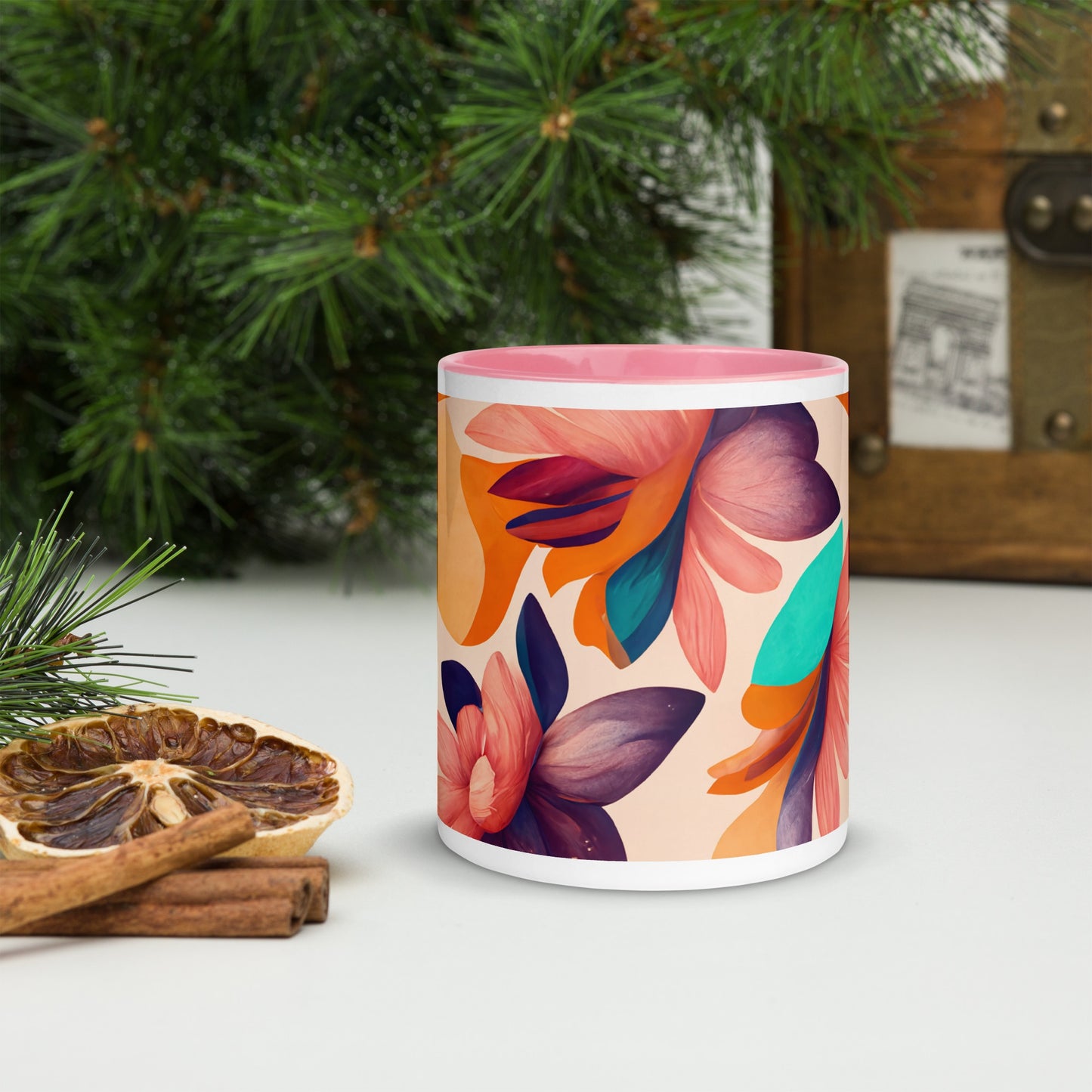 Flora Ceramic Mug with Color Inside