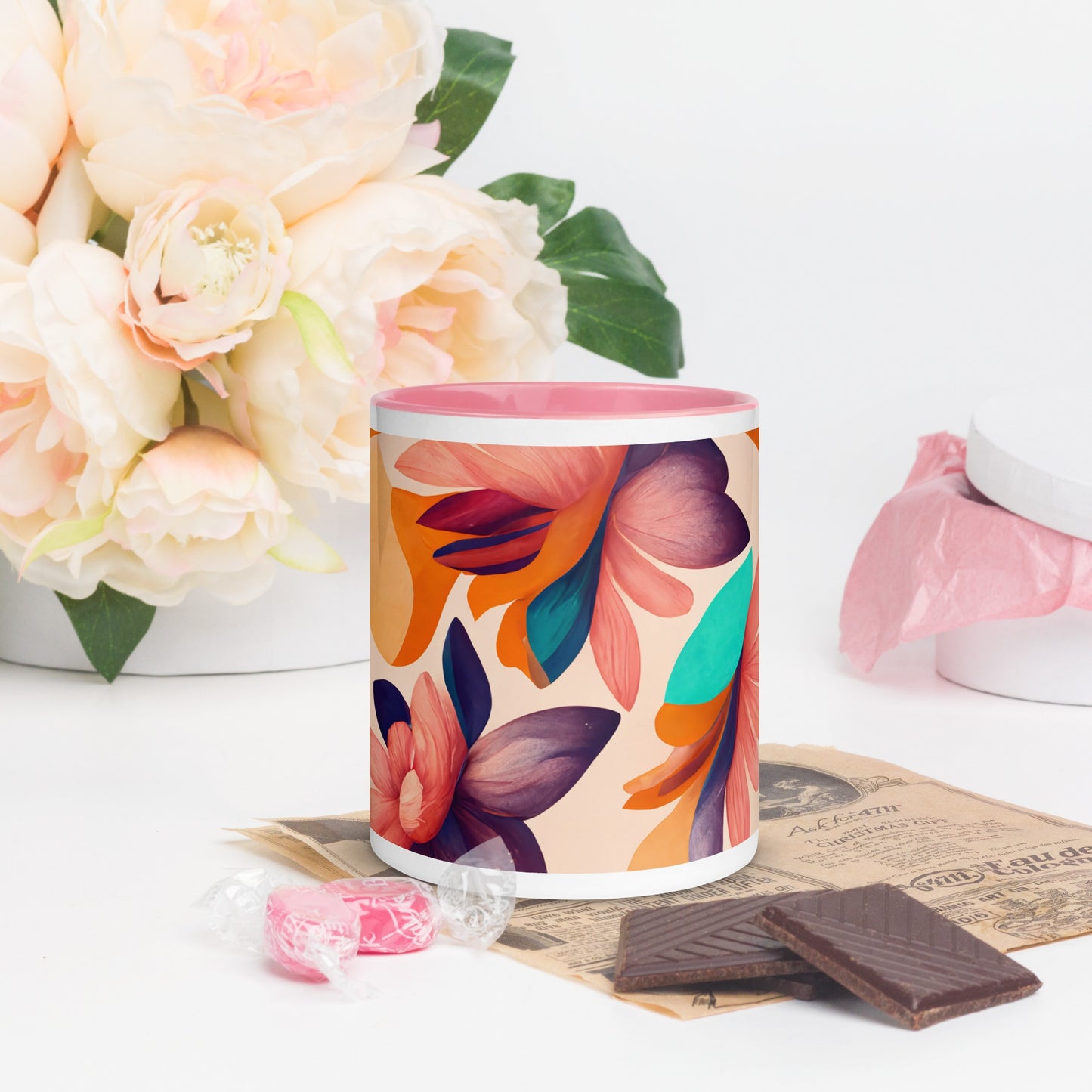 Flora Ceramic Mug with Color Inside