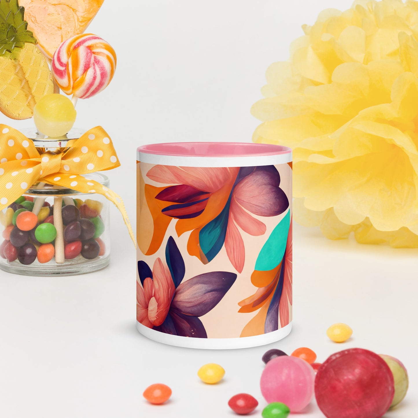 Flora Ceramic Mug with Color Inside