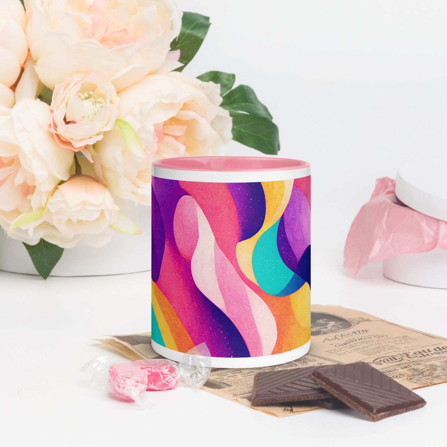 Summer Waves Ceramic Mug with Color Inside