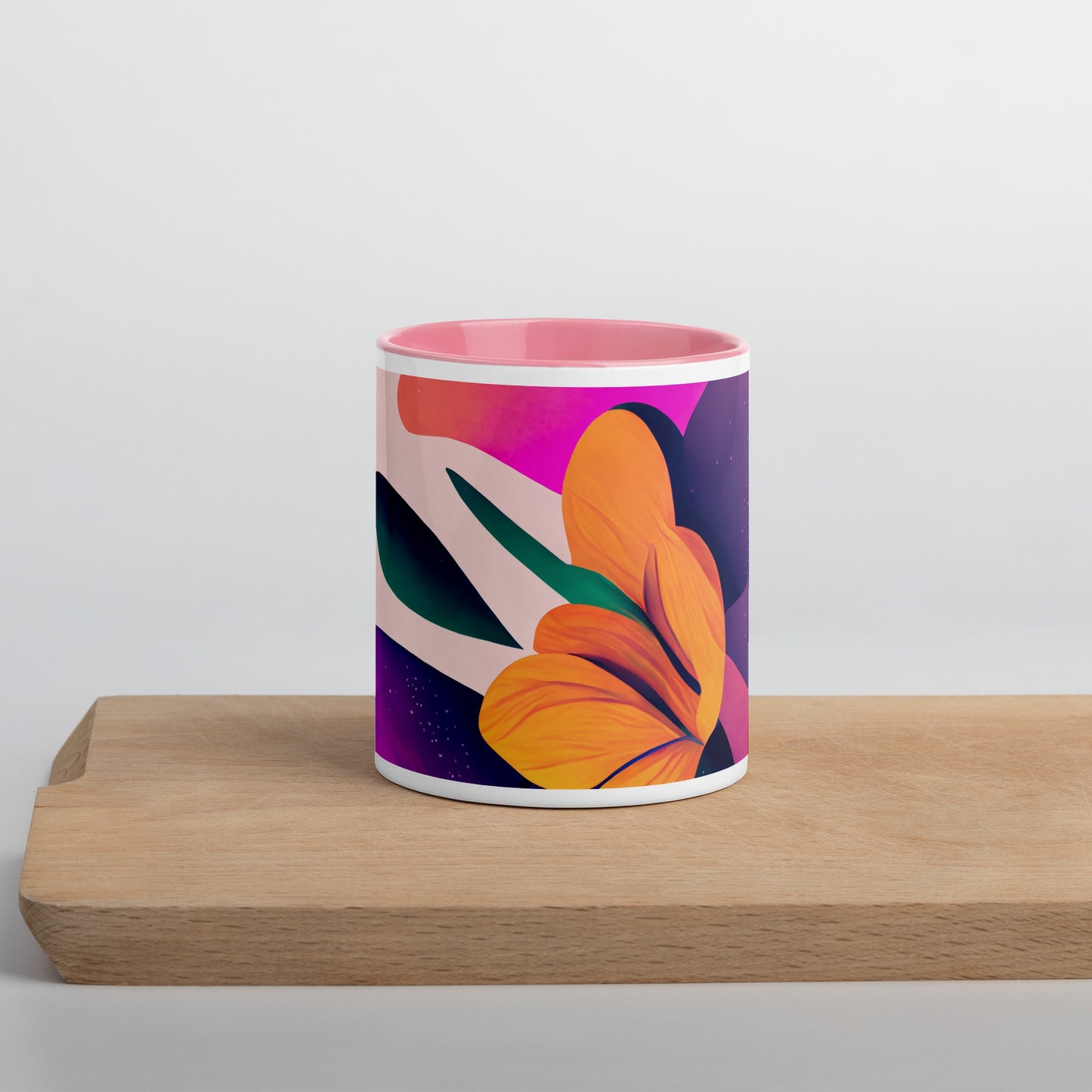 Zinnia Ceramic Mug with Color Inside