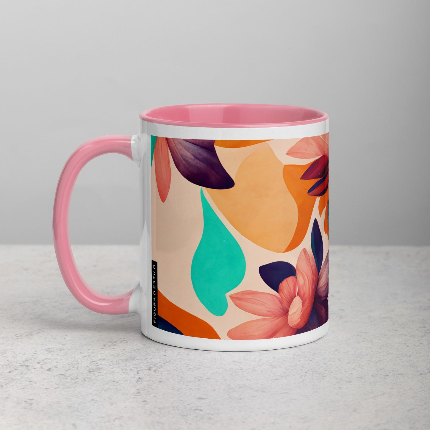 Flora Ceramic Mug with Color Inside